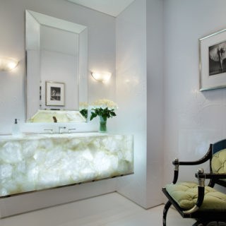 Semiprecious White Quartz Backlit Vanity