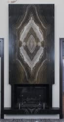 brown fantasy exotic stone on fireplace surround